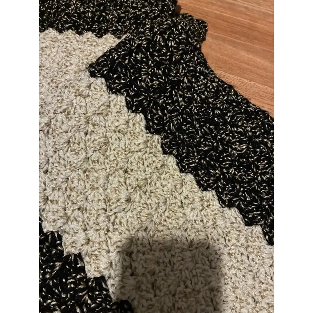 Handmade Black And White Striped Blanket